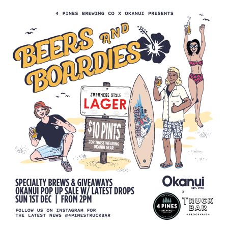 4 Pines x Okanui Beers 'N Boardies