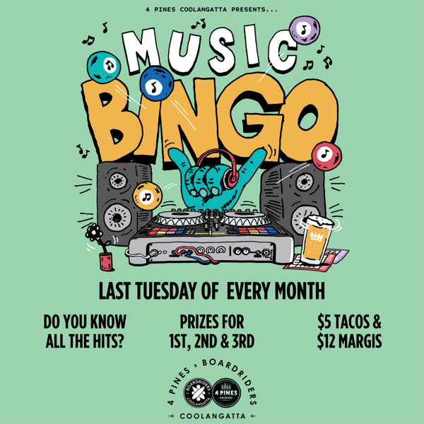 Music Bingo at 4 Pines Coolangatta! 🎶